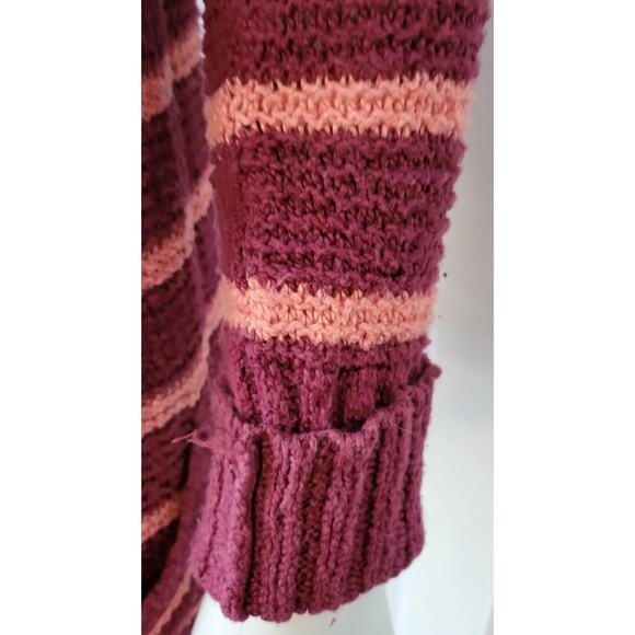 Free People Sz. XS Sweater Striped Cardigan Lightweight Big Button Pockets Long - Picture 8 of 16